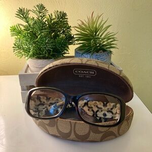 Coach Tan Patterned Glasses Frames with Case